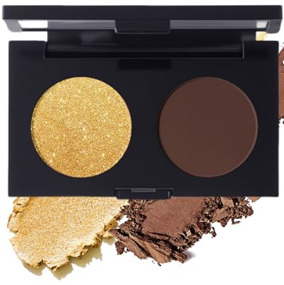 Brown Matte Glitzer Lidschatten Palette, 2 Farben Eyeshadow Wasserfest | Langlebig Hochpigmentierter Metallisch Schimmernde Finish, Shimmer Augen Make-up für Schminke Mädchen und Frauen-08