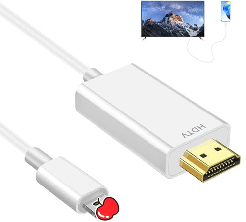Menibeuty Adaptador Lightn1ng A HD-M1, 1 Pcs Caable Adaptado Cablle 1p-Hone Cablee USB C A H-Dm1 para Proyector/Monitor - Plug and Play Alta Definición Cóble De Móvil A H-Dm1