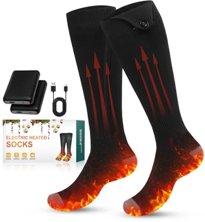 Voph Heated Socks, 5000mAh Rechargeable Electric Socks for Men Women, 3 Heating Settings Washable Heated Sock for Fishing Skiing Hunting Hiking Skating, Christmas Stocking Stuffers Gifts