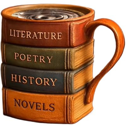 ETUCYNG Tasse en forme de livre peint 12 x 12 x 10 cm Tasse à café originale en résine avec motif de livre peint Motif lettre Tasse à lait pour amateurs de livres Pour café, bière et eau