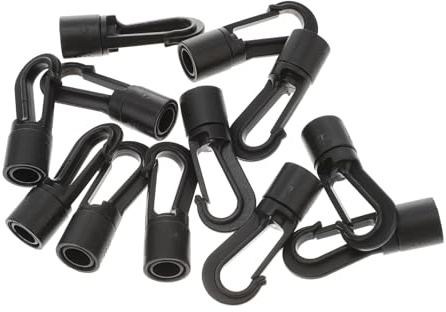 DOITOOL 25 pezzi Ganci per Corda Elastico in Plastica Nera Terminali Resistenti per Elasticizzati Ganci per Corda Ammortizzatrice per Campeggio Kayak e Barca