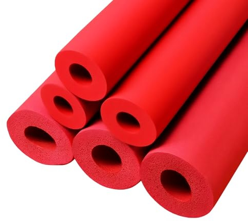 Pipe Insulation Foam Tube for Cold and Hot Water Pipes, HVAC Copper Insulated Cover, Cladding Hollow Hose Sleeve for Handle Grips & Stand, Freeze, ID 6-60mm, T 7-25mm(Red,43mm ID x 20mm T)