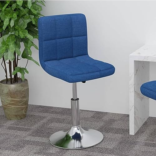 Yunovire Drehbarer Barhocker Blau Stoff, Höhenverstellbar mit Gasfeder, Modernes Design für Küche und Bar, Bequemer Barstuhl, Verchromter Stahlfuß, 360° Drehbar