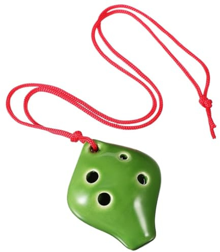 Ocarina Bärbar Ocarina 6 Hål Keramisk Liten Rund Jordgubbsformad för nybörjare med Snodd Enkel inlärning