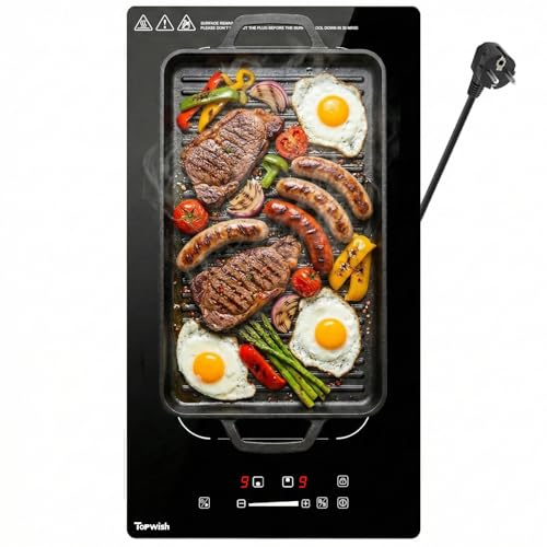 Topwish Induktionshäll 30 cm, induktionshäll, 2 plattor med flexzoner, induktionshäll, installation med boost-funktion, timer, barnsäkring, överhettningsskydd och varmhållning, 3 500 W