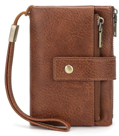CHAOFANXI Portefeuille Femme Grand Format,Portefeuille pour Femme Cuir PU Vintage Porte Monnaie RFID Blocage, Porte Feuille pour Femme avec Multi Cartes et éclair Poche à Monnaie Marron