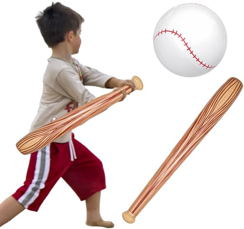 CAKEEYUM Baseball Beach Ball Inflatable Baseball Bat Ball Set Pool Float for Pool Beach Fun Sports Game 3PCS