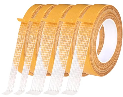 Pyralidsg 5 Pezzi Nastro Termoadesivo per Tessuti, Orlo Svelto Termoadesivo Nastro Biadesivo, Non è Necessario Cucir Colla per Tessuti, Nastros per Riparazioni su Tende, Jeans, Gonne