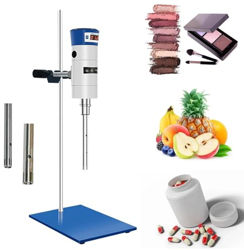 Homogeniseringsmaskin för labb, liten dispersionsenhet, 2 arbetshuvuden, hastighet 300–18 000 varv/min, bearbetningskapacitet 30–13 l, justerbar höjd för mångsidiga applikationer