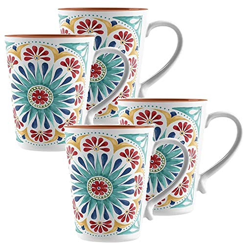 Auntie Morags Purely Home Rio Medallion Melamine/Plastic Outdoor/Camping/BBQ Mugs (Rio Medallion, 4)