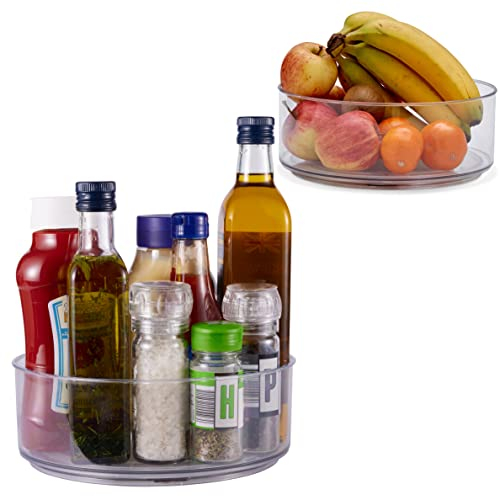 MATANA 2 Bandejas Giratorias, 360° (23cm) - Borde Profundo - Plato Giratorio, Especiero Giratorio, Organizador Lazy Susan para Condimentos, Cosméticos - Cocina, Nevera, Armario, Baño