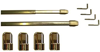 tilldekor Vitragestange, ausziehbare Gardinenstange, messing-glanz, 40-70 cm flach-oval, 2 Stück, inkl. 4 Schraubhaken 4 Selbstklebehaken