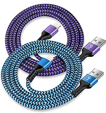 USB A to Lightning Cord, 2Pack/3Ft Nylon Braided iPhone Charger Cable