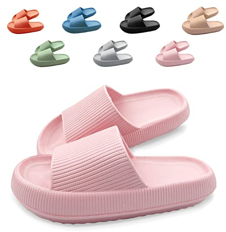 Neteson Cozislides Original Slippers Damen Rutschfeste Hausschuhe Herren Weich Badeschlappen Cloudyzz Schlappen Sommer Badelatschen Gummi Pantoletten(Rosa, 38/39EU)