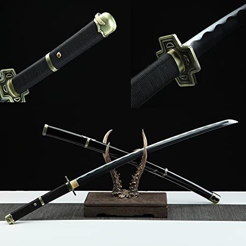 KWXPW 105cm Scharfes Samurai-Schwert,1045 Stahl Handgefertigtes Katana mit Massivholzscheide,echtes Messer für Kendo Iaido Cosplay Dekor Display sammeln