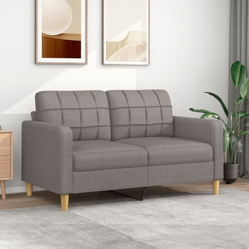Willood 2-Sitzer-Sofa Couch für Wohnzimmer, Polstersofa mit Metallgestell, Loungesofa Zweisitzer Wohnzimmersofa Wohnzimmermöbel Taupe 140 cm Stoff