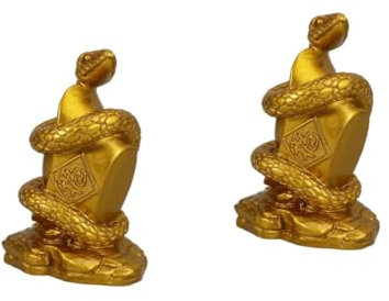 Supvox 2stücke Snake Statue Dekoration Schlangenfigur Resin Goldene Schlangenornamente Für Feng Shui Tischdekoration Und Sammlerstücke Wohnaccessoires Für Zuhause Und Büro