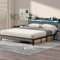 TRIUMPHKEY 182 x 217cm Bettrahmen Metallbett mit LED, Bettgestell in Doppelgröße mit Kopfteilen aus Holzlattenrosten mit Stauraum, Modern Königsgröße Bettgestell für Schlafzimmer Gästezimmer Schwarz