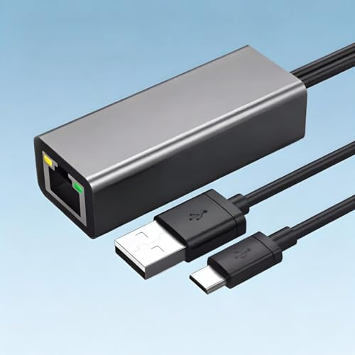 Micro USB to Ethernet Adapter with 1M Power Cable, Compatible with Fire TV Stick Lite/4K/4K Max, Chromecast 1/2/3/Audio, Google Home Mini, Roku Express 4K – USB to RJ45 LAN Adapter