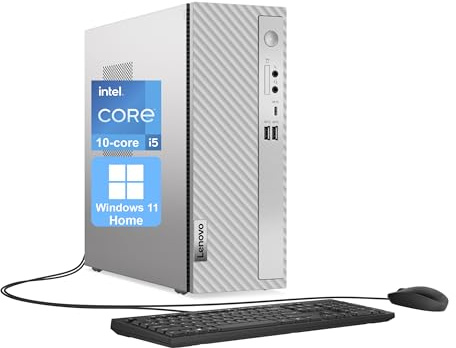 Lenovo IdeaCentre 3 SFF Desktop Computer, 10-core Intel Core i5-14400, 16GB RAM, 1TB SSD, HDMI + VGA, Wi-Fi 6, RJ-45, USB-C, Wired Keyboard & Mouse, Windows 11 Home