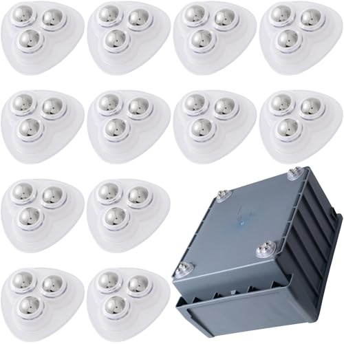 Alpinleux 12 Pcs Mini Caster Wheels, Self Adhesive Caster Wheels, 360° Swivel Appliance Wheels, Small Appliance Rollers for Kitchen Appliances, Coffee Maker, Storage Box (Clear)