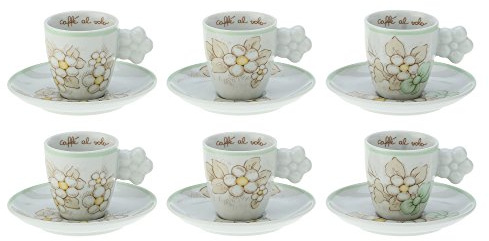 Thun Eleganza Confezione 6 Tazzine Espresso, Porcellana, Multicolore, 41.8 x 29.8 x 11 cm