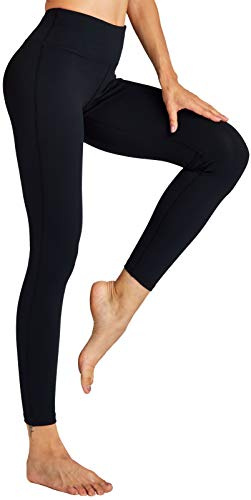 COOLOMG Damen Yoga Hose Lang Kompression Leggings Sport Trainingshose S