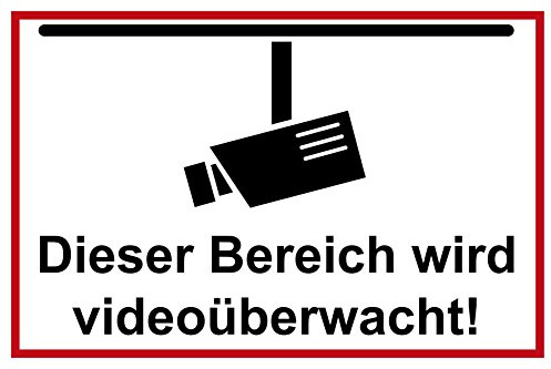 Videoüberwachung Alu-Schild | 30 x 20 cm | Dieser Bereich wird videoüberwacht | Alu-Hinweisschild 3mm | stabile Aluminium Verbundplatte
