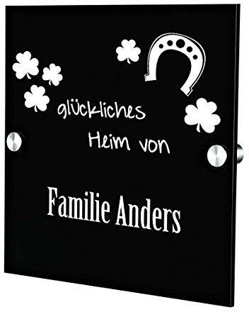 polar-effekt Acrylglas Personalisiertes Türschild - Geschenkidee für Ehepaare und Familien zum Einzug - Namensschild Plexiglas 20x20cm mit Gravur - Motiv glückliches Heim
