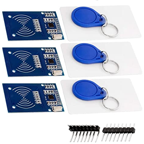 AZDelivery 3 x RFID-Kit RC522 med Läsare, Chip och Kort 13,56MHz SPI kompatibel med Arduino och Raspberry Pi inklusive en E-Book!