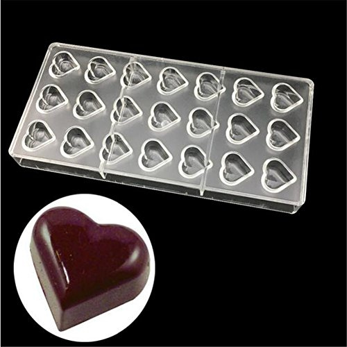 Cadeau Saint Valentin en forme de cœur en polycarbonate Barre de chocolat Moule Bakeware Pan, Moule à gelée Candy Savon bac à glaçons à pâtisserie Plastique Plat de cuisson, Chocolat outils