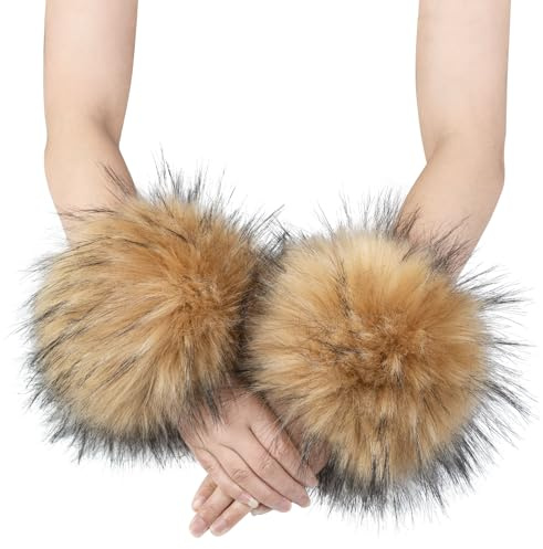 Modelshow Plush Fluffy Imitation Faux Fox Fur Bracelet Wristband Sleeve Ring Cuffs Warmer