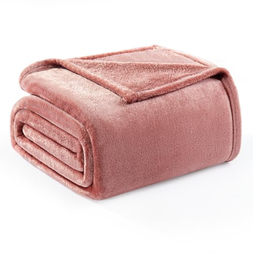 Exclusivo Mezcla Plaid Couverture Polaire, pour Canapé ou Lit, Toutes Les Saisons, Doux et Chaud, Pelucheux et Léger, 220x240 CM, Rose