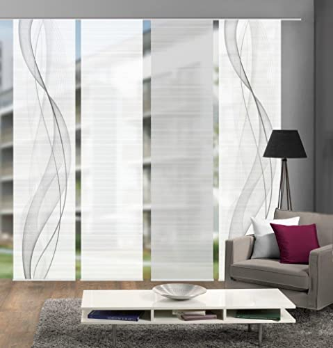 VISION S 4 Schiebegardinen Heights halbtransparent Bambus-Optik 260x60 cm Grau