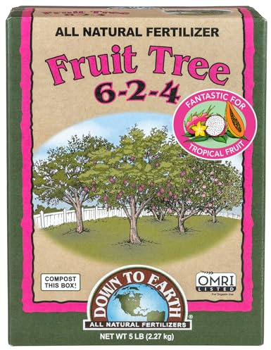 Down To Earth All Natural Fertilizers Organic Fruit Tree - Plant Food for Apples, Pears, Plums and Tropical Fruit Trees 6-2-4, 5 lb