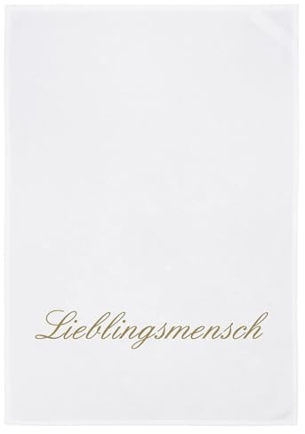 17;30 Geschirrtuch, 100% Baumwolle, humorvoller Spruch LIEBLINGSMENSCH, umweltfreundlich, weiß-Gold, 50x70 cm