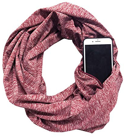 Antcher Unisex Infinity Scarf with Zipper Pocket Colorful Travel Journey Scarves Wrap Shawl (Fuchsia)