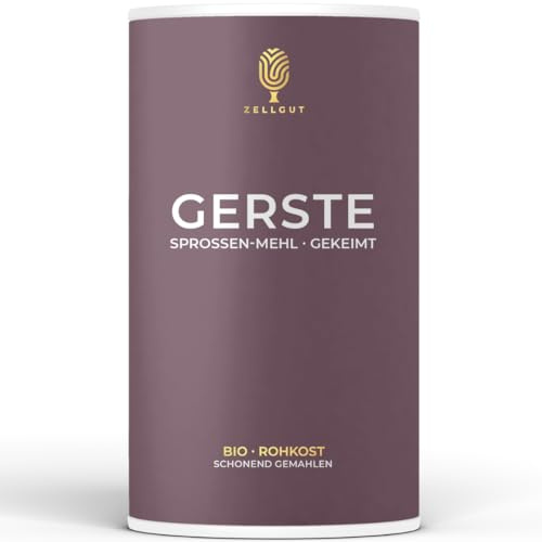 ZELLGUT© BIO GERSTENMEHL 250g • zum BACKEN, Brot, kochen, MÜSLI, Smoothie • VOLLKORN 100% ROH + gekeimt • ROHKOST-QUALITÄT • gemahlene GERSTE PUR
