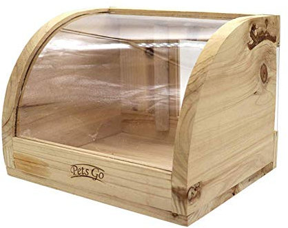 OMEM Coffret en Bois d'élevage de Reptiles, Salle de Bains pour Hamsters, Maison de lézard, Villa d'élevage de Tortues, boîte de décoration de Jardin en Bois Massif Transparent 25 x 20 x 19cm