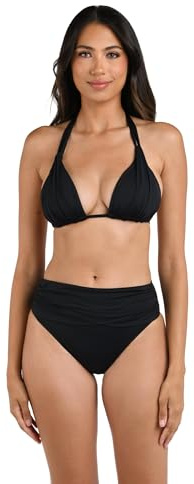 La Blanca Women's Standard Island Goddess Halter Triangle Swimsuit Top, Black, 8