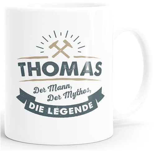 SpecialMe® Kaffee-Tasse Wunsch-Name Der Mann, der Mytos, die Legende Vatertagsgeschenk personalisierte Geschenke Männer Weiss Keramik-Tasse