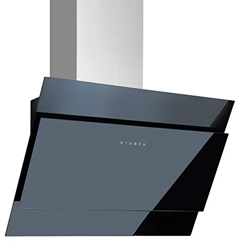 Pyramis schwarze kopffreie Abluft Wandhaube 60 cm Edelstahl Glas