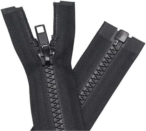 YaHoGa 2 Stück 45 cm #5 Reißverschluss Kunststoff 5mm teilbar Schwarz (RZ) | Reissverschluss Reißverschluss für Jacken Mäntel Nähen