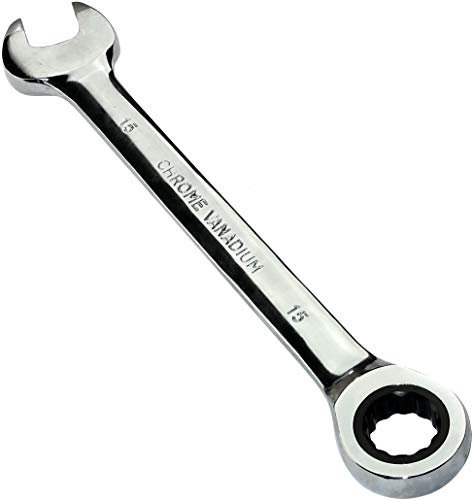 AERZETIX - Llave Plana combinada manual extremo abierto/Clásico 15mm - a Llave de trinquete 15mm Anillo/Ojo 12 lados - Métrico - CR-V - para Apriete/Ensamble - Mango Recto Pulido - DIN 3113 - C45515