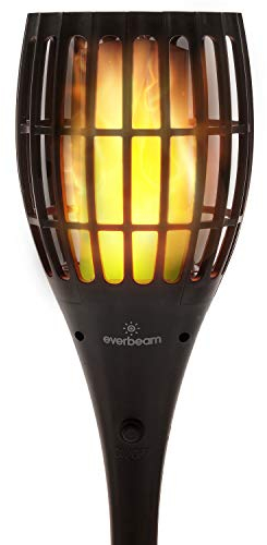 Everbeam P1 Antorcha Solar Luminosa con Llama Parpadeante - Nuestra antorcha solar tiki waterproof para exterior incluye 96 bombillas LED que consiguen un realista y acogedor efecto fuego - 2 Pack