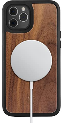 Woodcessories - Coque Bumper magnétique pour iPhone 12 Pro Max Compatible avec MagSafe, Coque avec Aimant en Bois, Noix