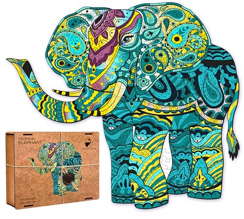 ACTIVE PUZZLES - Tierpuzzle | Erwachsene | Holzpuzzles, Lasergeschnitten, Nachhaltig und Umweltfreundlich, Hochwertige Verarbeitung (Elefant)