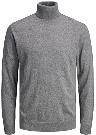 JACK & JONES Pull en Tricot à col roulé, pour Homme, Gris, M