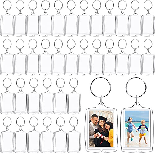 MTLEE 150 Pcs Square Photo Insert Keychain Clear Acrylic Picture Keychains Picture Frame Blank Photo Insert Keyring