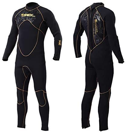 Areyourshop Neoprendräkt herr 5 mm varm neopren full våtdräkt våtdräkt för surfing spearfishing snorkling kanotpaddling, L
